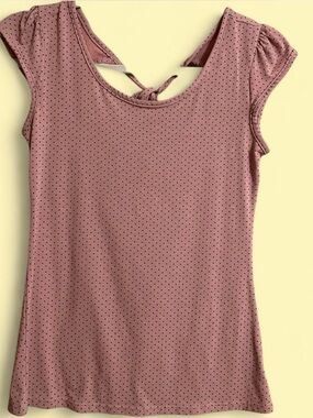 Tempted Dusty Rose Polka Dot Tie-Back Cap Sleeve Top